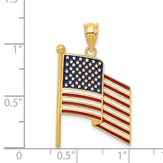14k Enameled American Flag Pendant