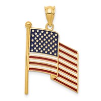 14K Enameled American Flag Pendant view 1