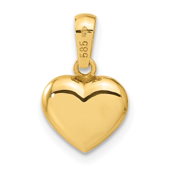 14ky w/ White Rhodium Polished & Satin Heart Pendant