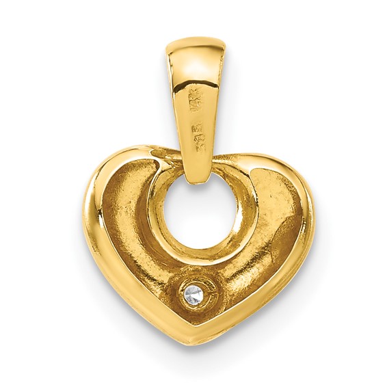 14K Yellow Gold CZ Heart Pendant
