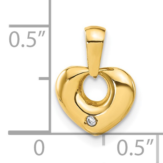 14K Yellow Gold CZ Heart Pendant