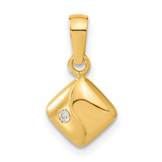 14ky Satin & Polished CZ Pendant