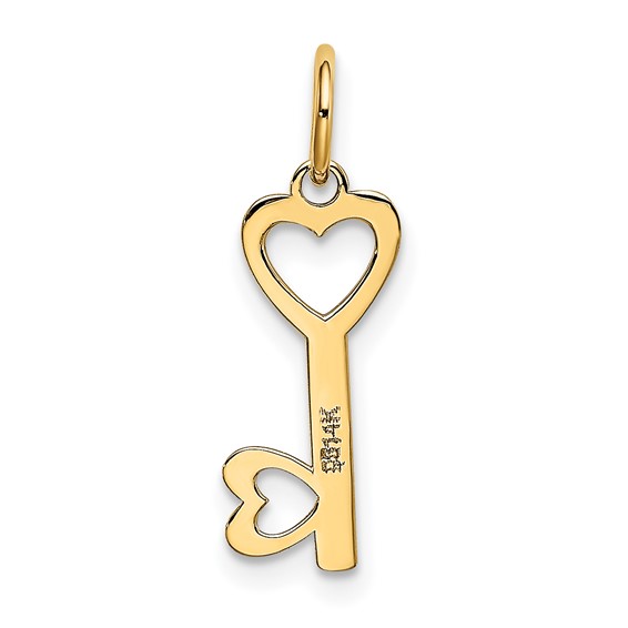Gold Heart Key Charm