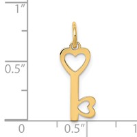 14K Yellow Gold Polished Hearts Key Charm view 3