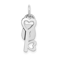 14K White Gold Polished Moveable Lock and Heart Key Charm view 4