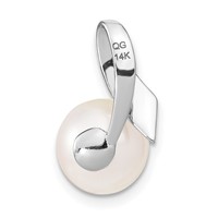 14K White Gold Satin 8-9mm White Button Freshwater Cultured Pearl Slide Fits Up to 2mm Regular 3mm Fancy Or Reversible Omega view 4