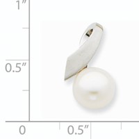 14K White Gold Satin 8-9mm White Button Freshwater Cultured Pearl Slide Fits Up to 2mm Regular 3mm Fancy Or Reversible Omega view 3