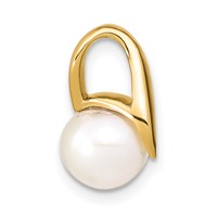 14K Yellow Gold 8-9mm White Button Freshwater Cultured Pearl Slide Fits Up to 3mm Regular 4mm Fancy Or Reversible Omega view 2