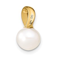 14K Yellow Gold 8-9mm White Button Freshwater Cultured Pearl Slide Fits Up to 3mm Regular 4mm Fancy Or Reversible Omega view 4