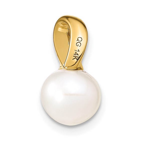 14k 8-9mm White Button Freshwater Cultured Pearl Slide Fits up to 3mm Regular/4mm Fancy or Reversible Omega