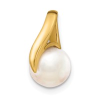 14K Yellow Gold 8-9mm White Button Freshwater Cultured Pearl Slide Fits Up to 3mm Regular 4mm Fancy Or Reversible Omega view 1
