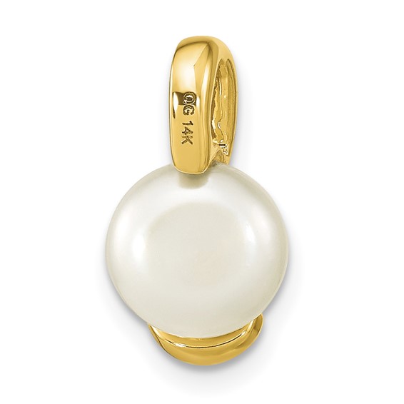 14k 8-9mm White Button Freshwater Cultured Pearl Slide Fits up to 2mm Regular/3mm Fancy or Reversible Omega