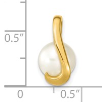 14K Yellow Gold 8-9mm White Button Freshwater Cultured Pearl Slide Fits Up to 2mm Regular 3mm Fancy Or Reversible Omega view 3