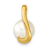 14K Yellow Gold 8-9mm White Button Freshwater Cultured Pearl Slide Fits Up to 2mm Regular 3mm Fancy Or Reversible Omega view 1