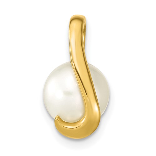 14K Yellow Gold 8-9mm White Button Freshwater Cultured Pearl Slide Fits Up to 2mm Regular 3mm Fancy Or Reversible Omega