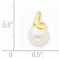 14K Yellow Gold 8-9mm White Button Freshwater Cultured Pearl Slide Fits Up to 2mm Regular 3mm Fancy Or Reversible Omega view 3