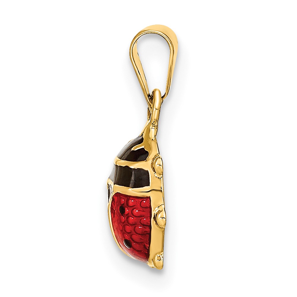 14K Polished Red/Black Enamel Ladybug Pendant (XCH688)