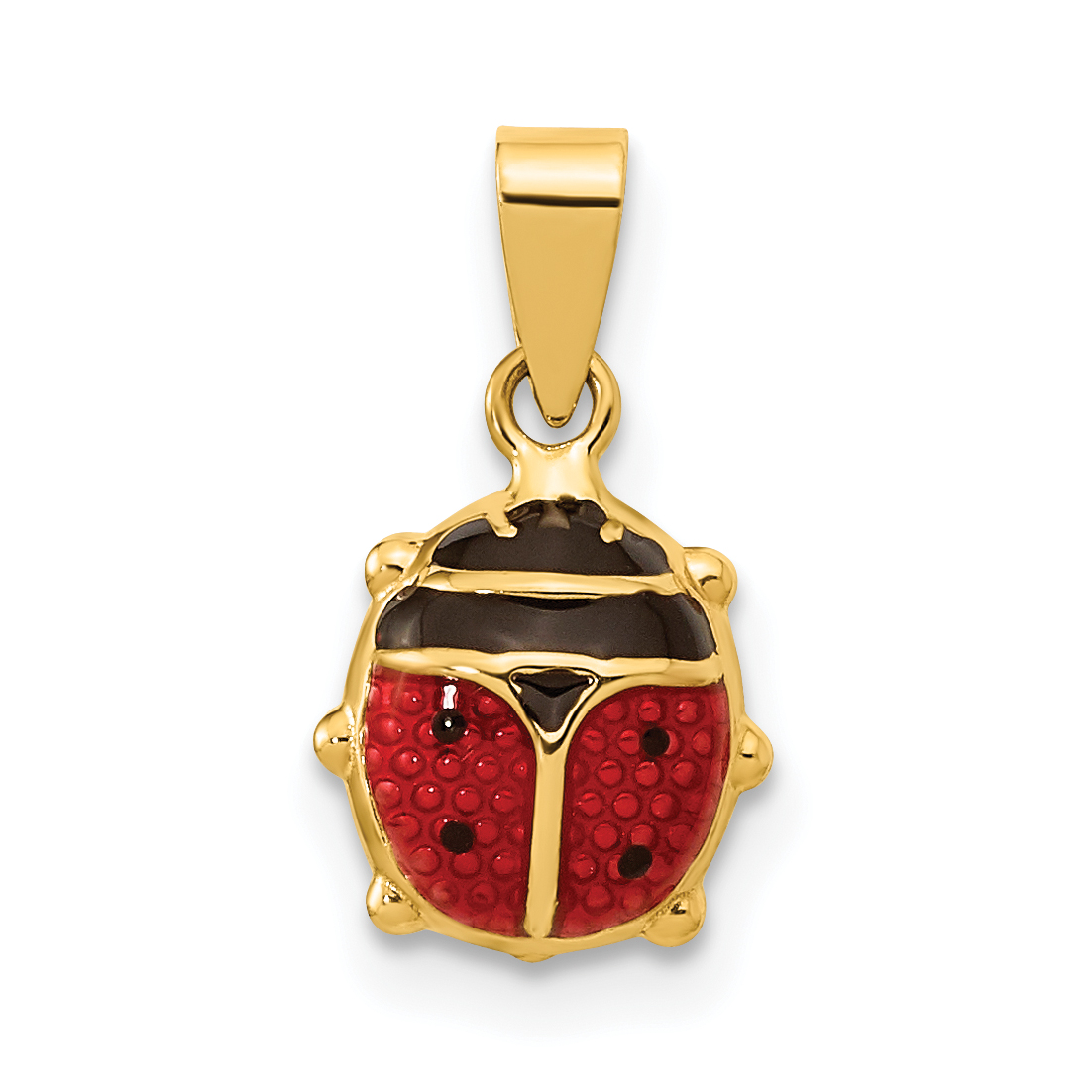 14K Polished Red/Black Enamel Ladybug Pendant (XCH688)