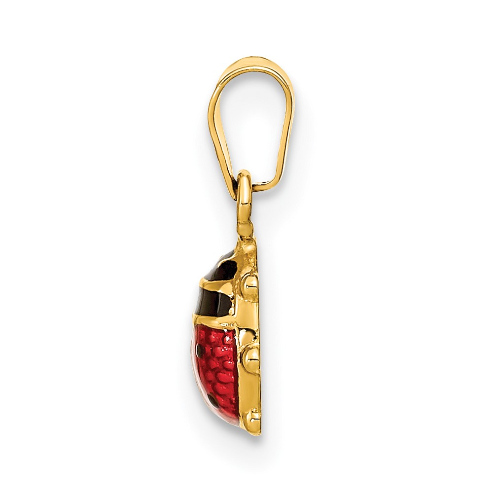 14K Polished Red/Black Enamel Ladybug Pendant (XCH689)