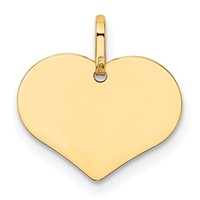 14K Yellow Gold Polished Engravable 14mm Heart Disc Pendant view 4