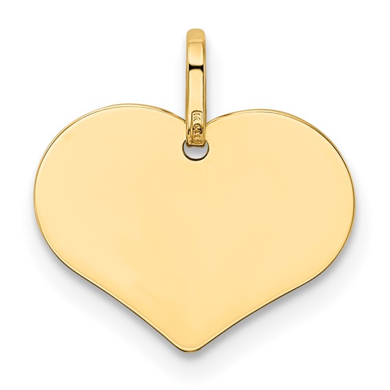 14K Polished Engravable 14mm Heart Disc Pendant