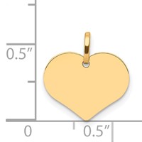 14K Yellow Gold Polished Engravable 14mm Heart Disc Pendant view 3