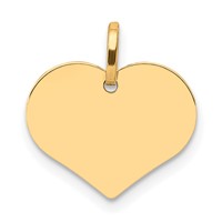 14K Yellow Gold Polished Engravable 14mm Heart Disc Pendant view 1