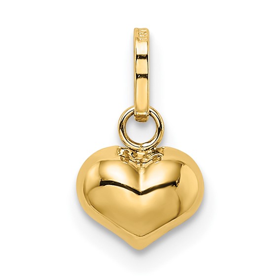 14K Polished 3-D Puffed Heart Charm
