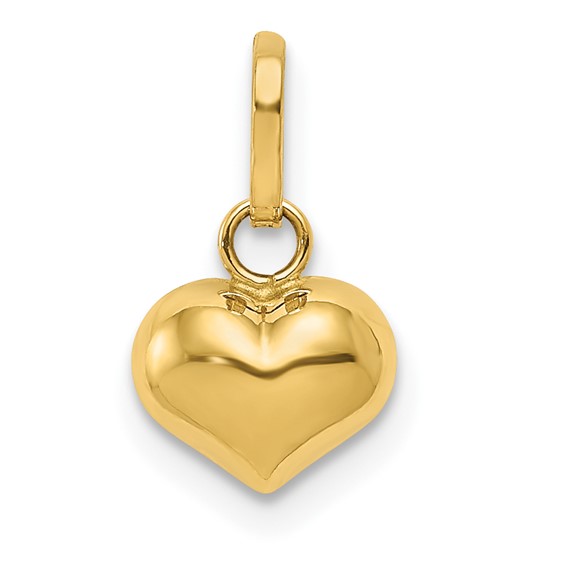 14K Polished 3-D Puffed Heart Charm