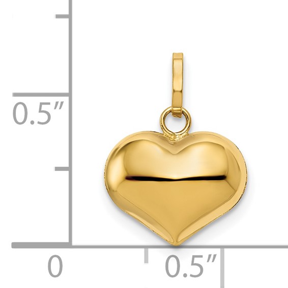 14K Polished 3-D Puffed Heart Pendant