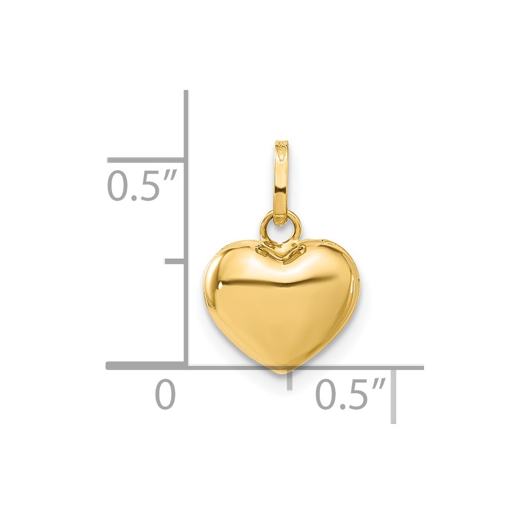 14K Polished 3-D Puffed Heart Pendant (XCH99)