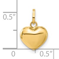 14K Yellow Gold Polished 3-D Puffed Heart Pendant view 3