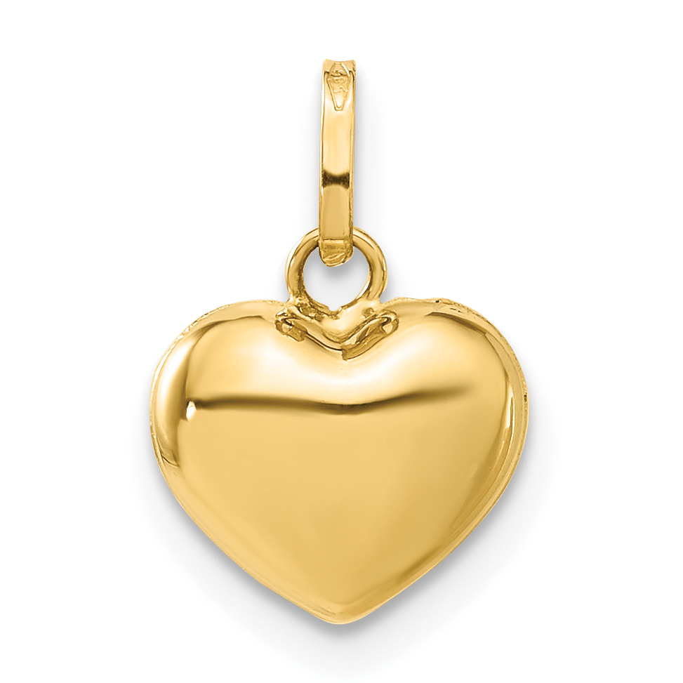 14K Polished 3-D Puffed Heart Pendant (XCH99)