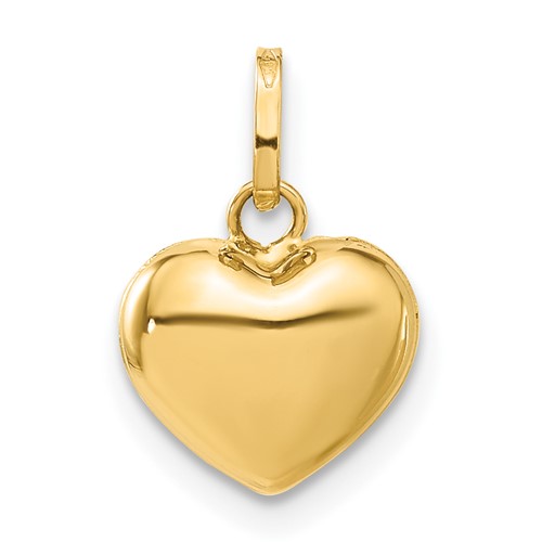 14K Yellow Gold Polished 3-D Puffed Heart Pendant