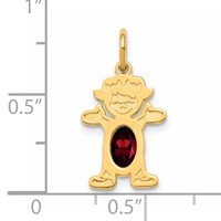 14K Yellow Gold Girl Charm 6x 4 Oval Genuine Garnet-January view 3