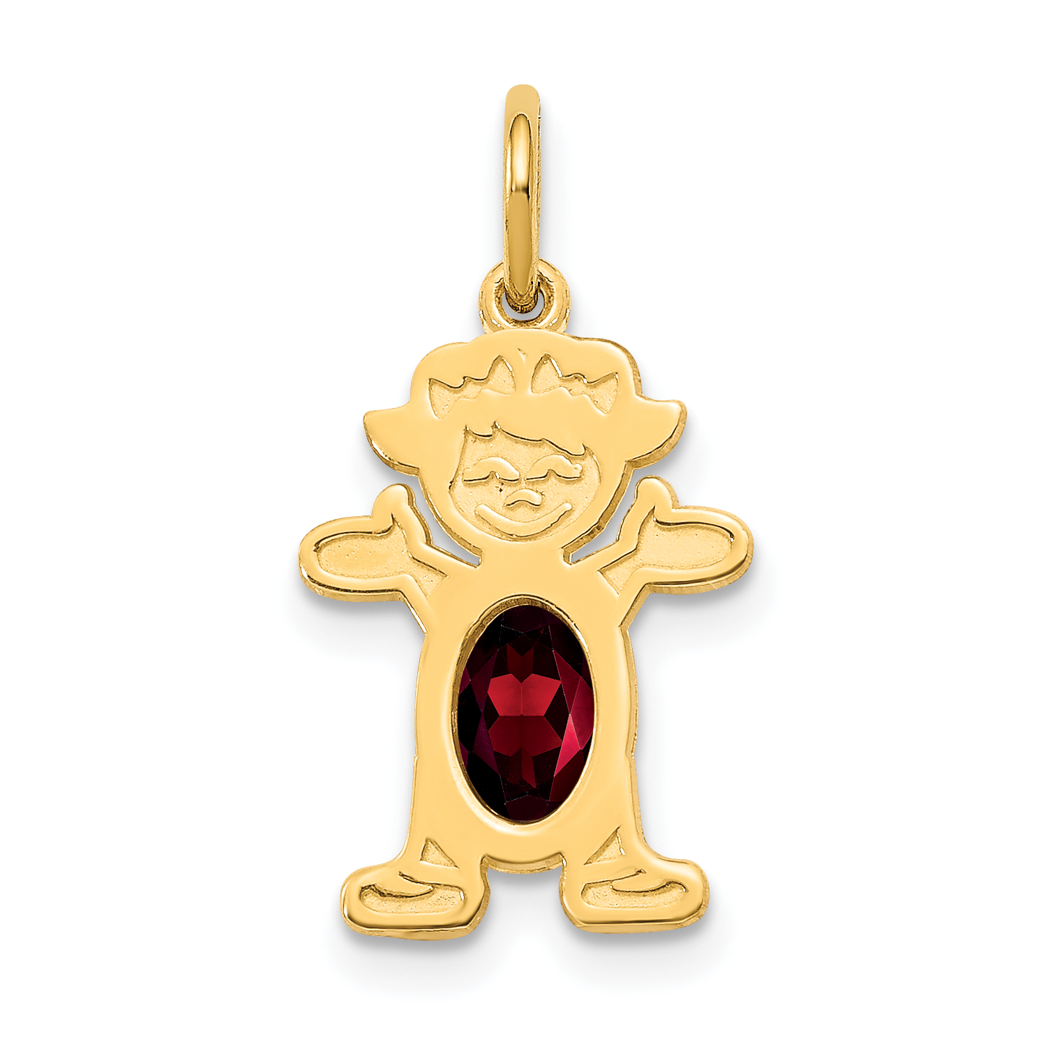 14K Girl 6x4 Oval Genuine Garnet-Jan (XCK10)