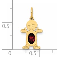 14K Yellow Gold Boy Charm 6x 4 Oval Genuine Garnet-January view 3