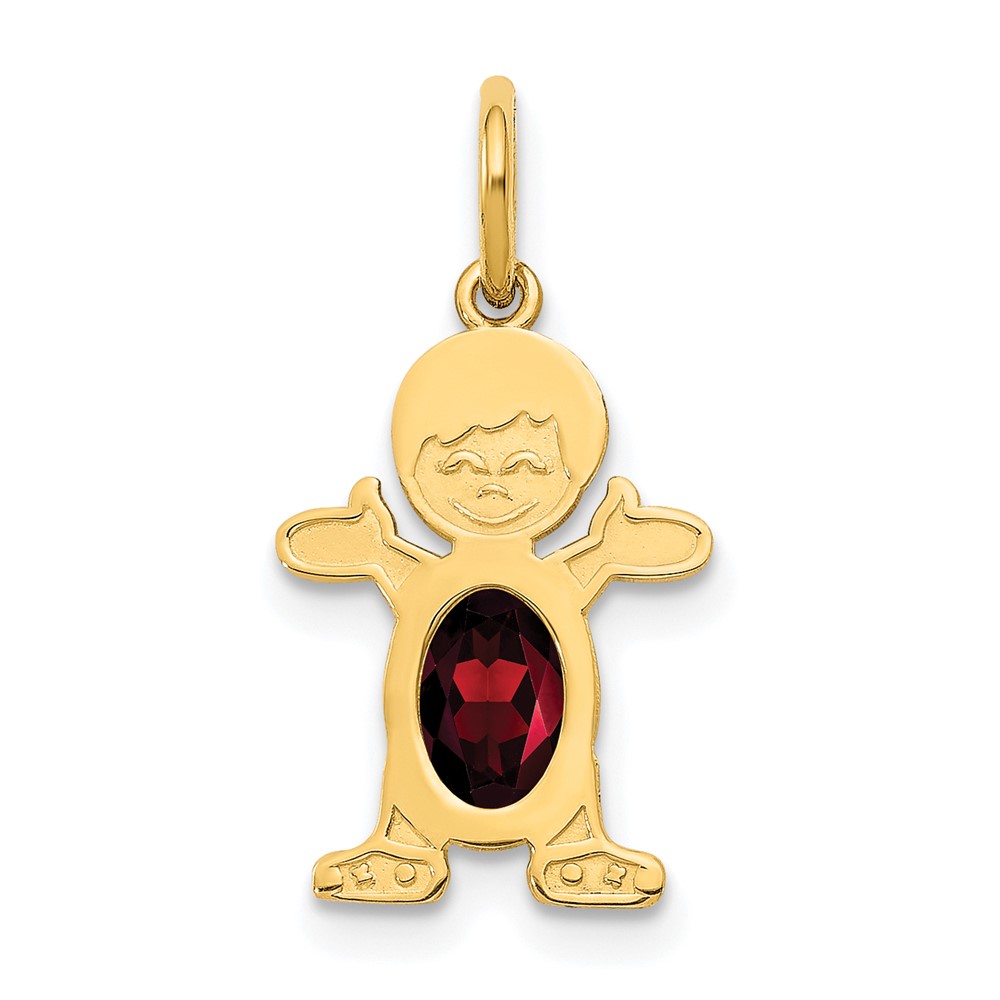 14K Boy 6×4 Oval Genuine Garnet-January