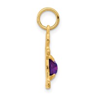 14K Yellow Gold Girl Charm 6x 4 Oval Genuine Amethyst-February view 2