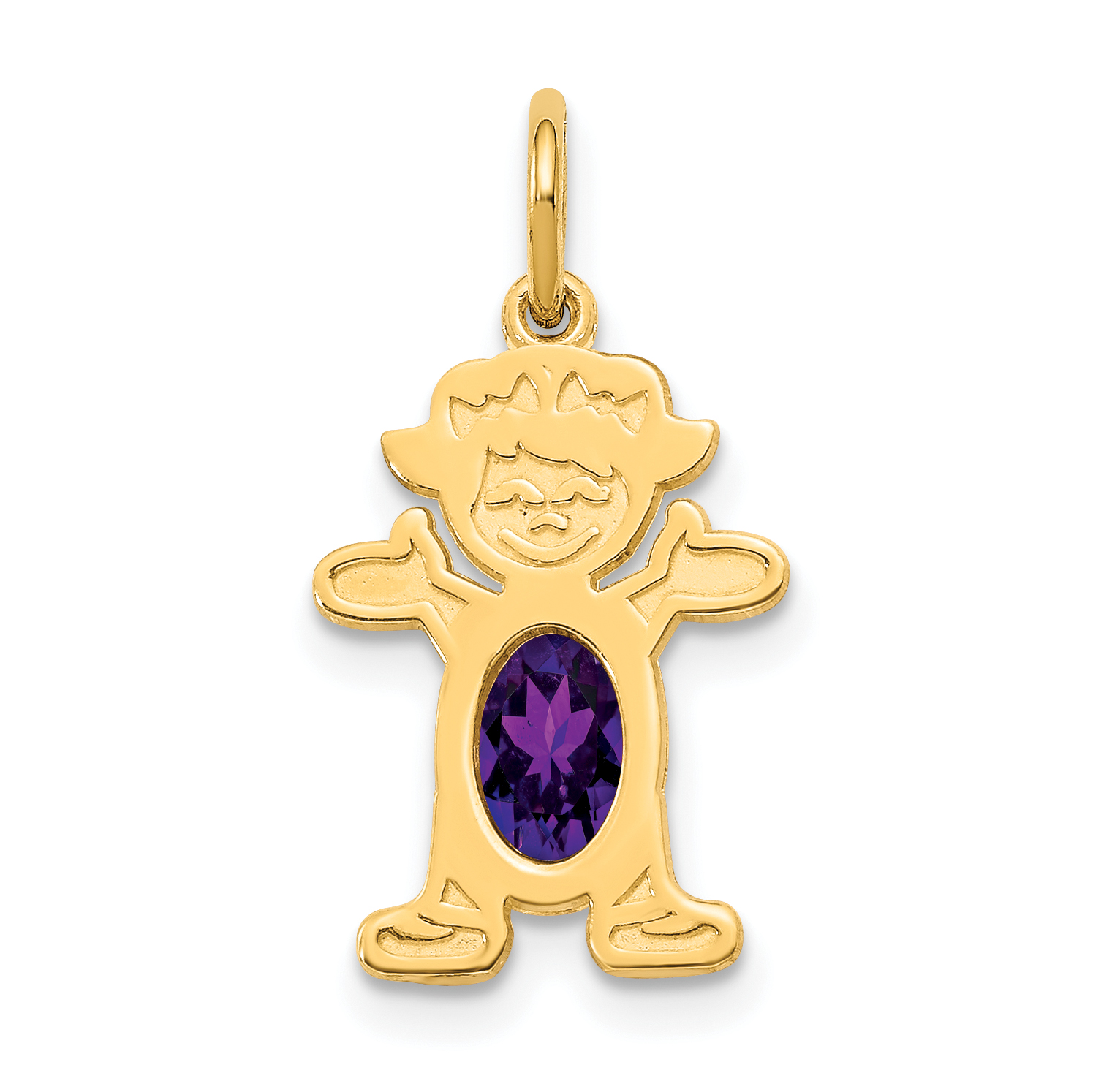 14K Girl 6x4 Oval Genuine Amethyst-February (XCK12)