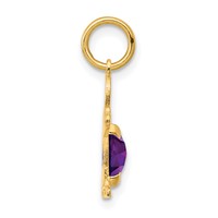 14K Yellow Gold Boy Charm 6x 4 Oval Genuine Amethyst-February view 2