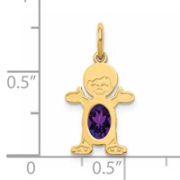 14K Yellow Gold Boy Charm 6x 4 Oval Genuine Amethyst-February view 3