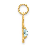 14K Yellow Gold Girl Charm 6x 4 Oval Genuine Aquamarine-March view 2