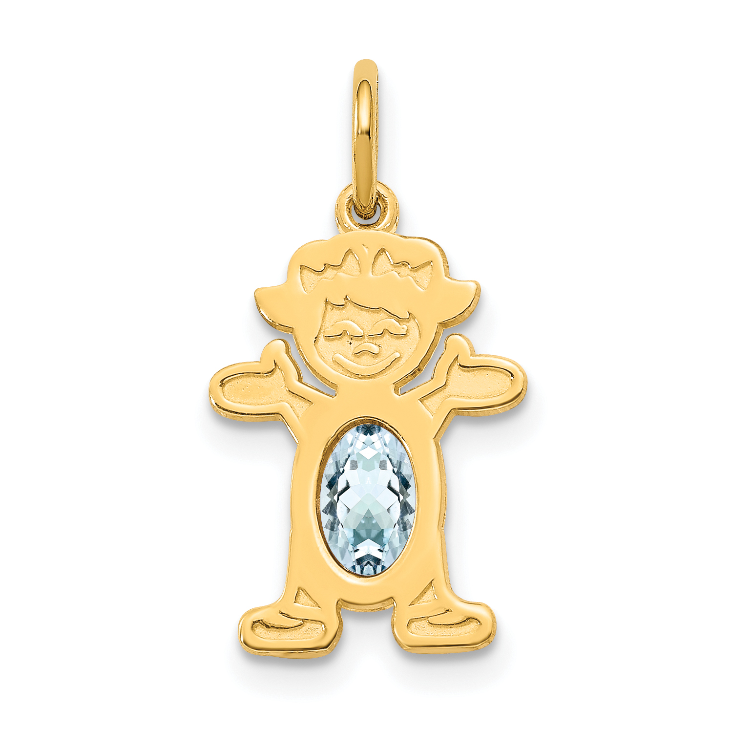 14K Girl 6x4 Oval Genuine Aquamarine-March (XCK14)