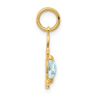 14K Yellow Gold Boy Charm 6x 4 Oval Genuine Aquamarine-March view 2