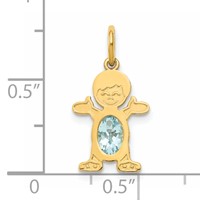 14K Yellow Gold Boy Charm 6x 4 Oval Genuine Aquamarine-March view 3