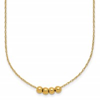 14K Yellow Gold Chain Necklace with Four 4mm Spacer Beads, 18" view 1
