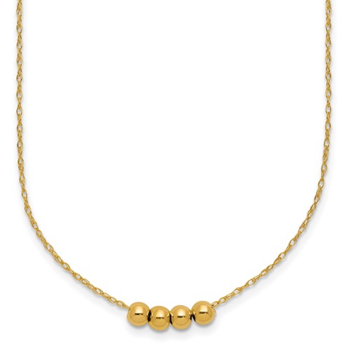 14K Yellow Gold Chain Necklace with Four 4mm Spacer Beads, 18"
