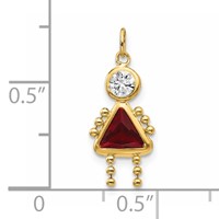 14K Yellow Gold January Girl Synthetic Birthstone Charm view 3