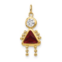 14K Yellow Gold January Girl Synthetic Birthstone Charm view 1